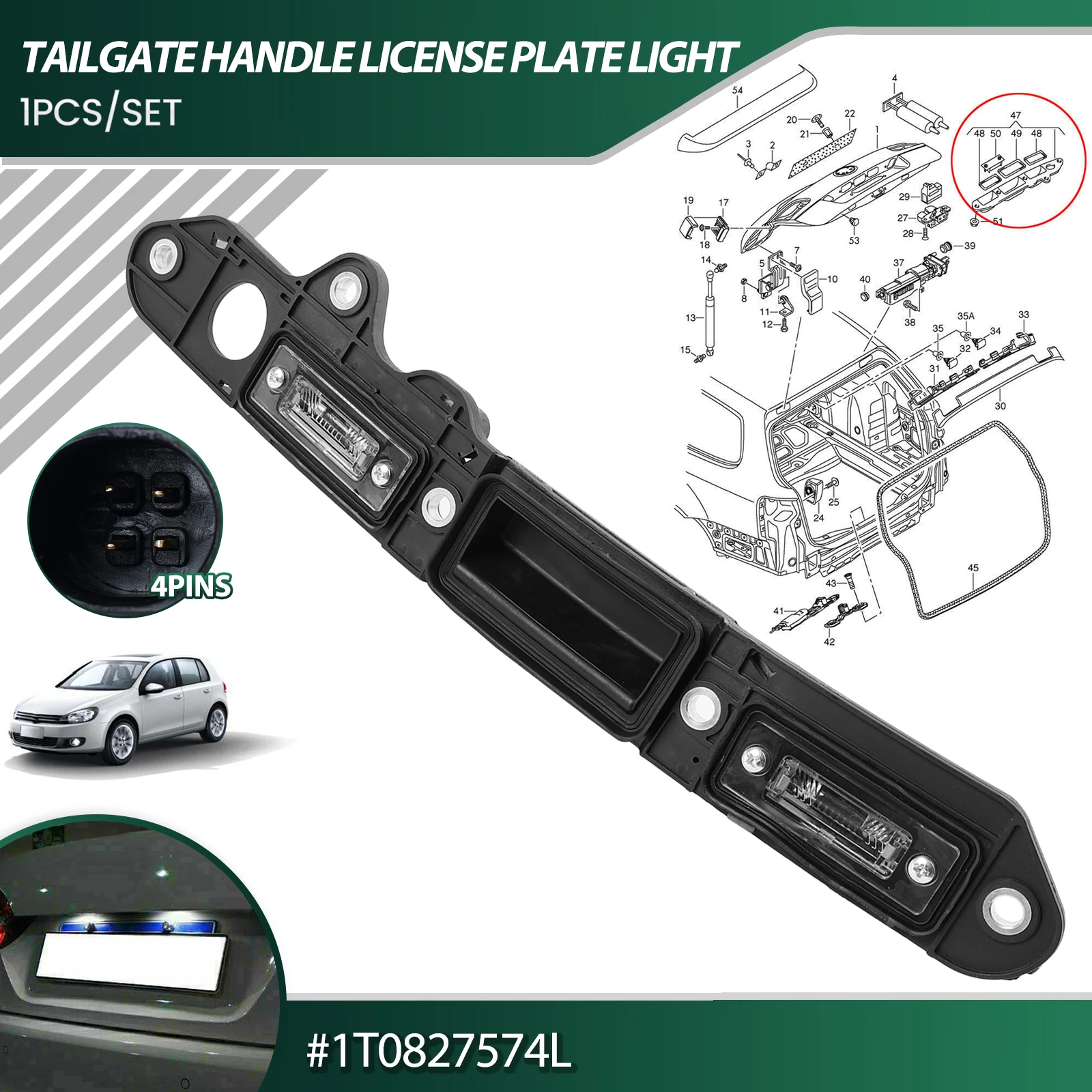 1TD827574A 1T0827574L For VW Golf Plus Jetta Passat Touran Rear Trunk Lid Tailgate Handle Bar License Light Plate Micro Switch