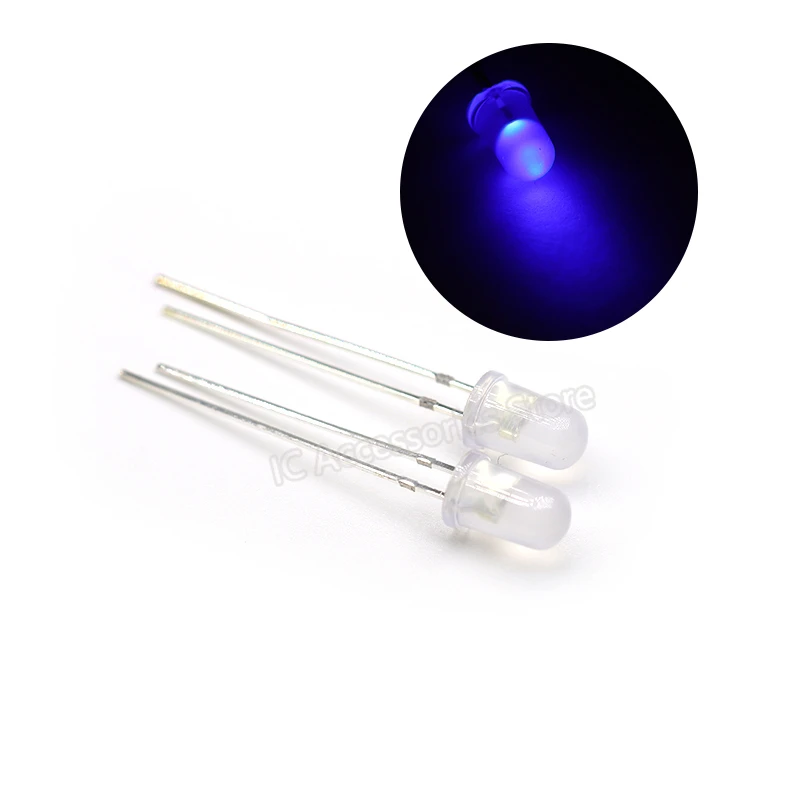 100pcs 5MM blue light blue fog-like frosted 3V F5 LED lamp beads light-emitting diode astigmatism cube