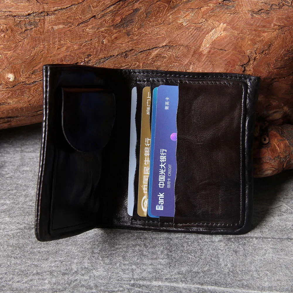 S.WORKER Vollnarbiges Rindsleder-Portemonnaie Vintage Slim Bifold Geldbörse für Herren Business – Detail 24