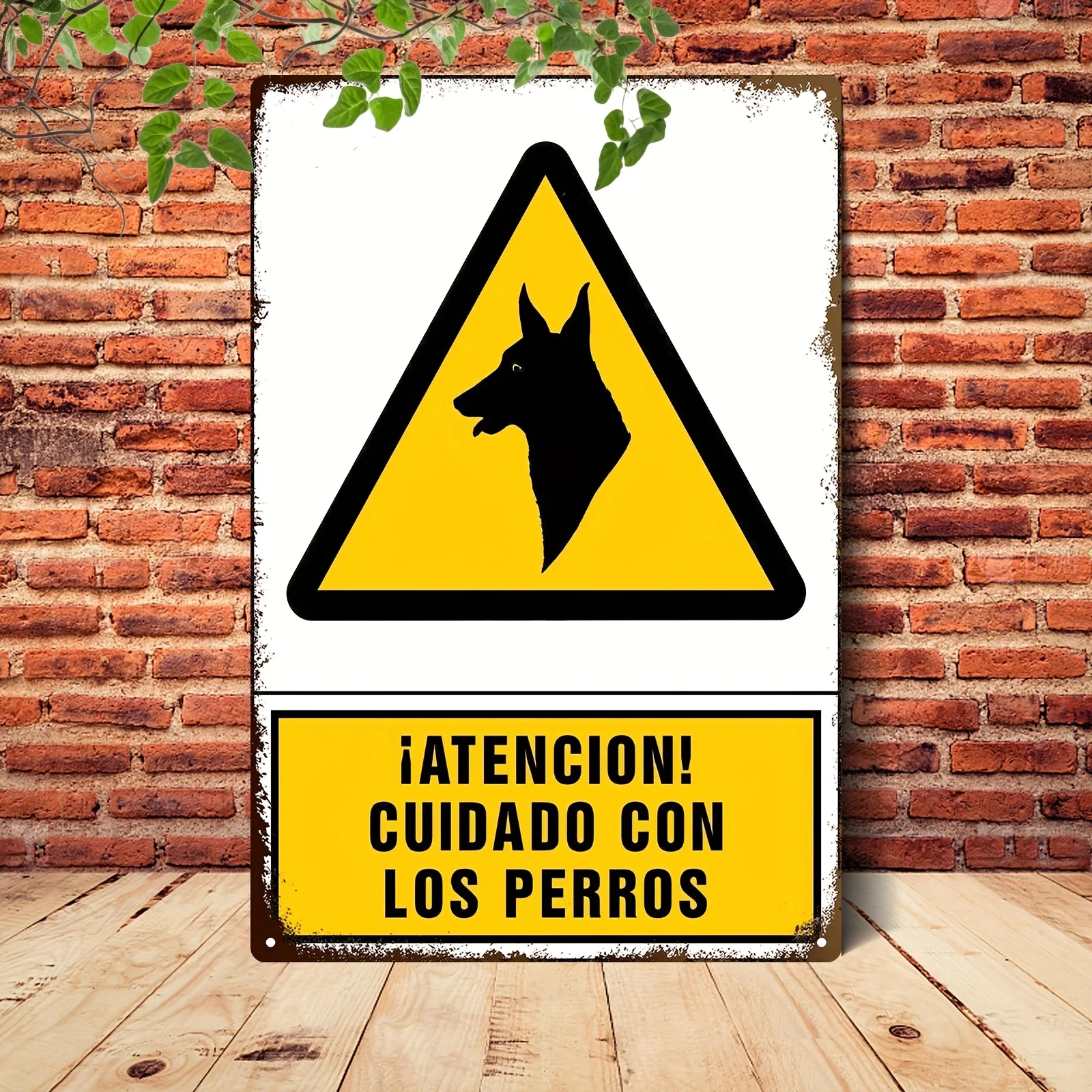 Vintage Metall-Warnschild - "Vorsicht vor Hunden" Eisen-Wanddekoration für Zuhause, Büro oder Außenbereich - Rustikale Plakette im Bar-Stil - Pe
