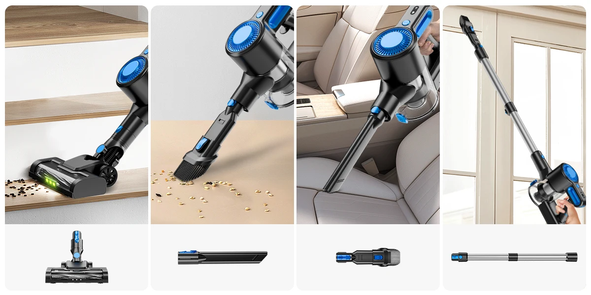 Honki 78KPa Powerful Cordless Vacuum Cleaner LED Display 45Mins Self Standing Stick Vacuum 1.5L Large Dust Cup for Pet Hair Carpet Floor