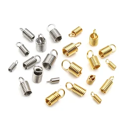 30-100pcs Stainless Steel Spring Crimp Clasps Leather Cord Ends End Caps Connectors For DIY Bracelet Necklace Jewelry Making