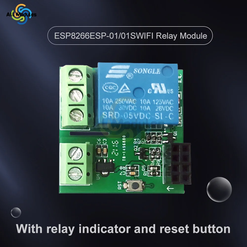 ESP8266 2/1 Channel WIFI Relay Module ESP-01/01S DC5V With Relay Indicator and Reset Button 2/1 CH relay Boad Low Level Control