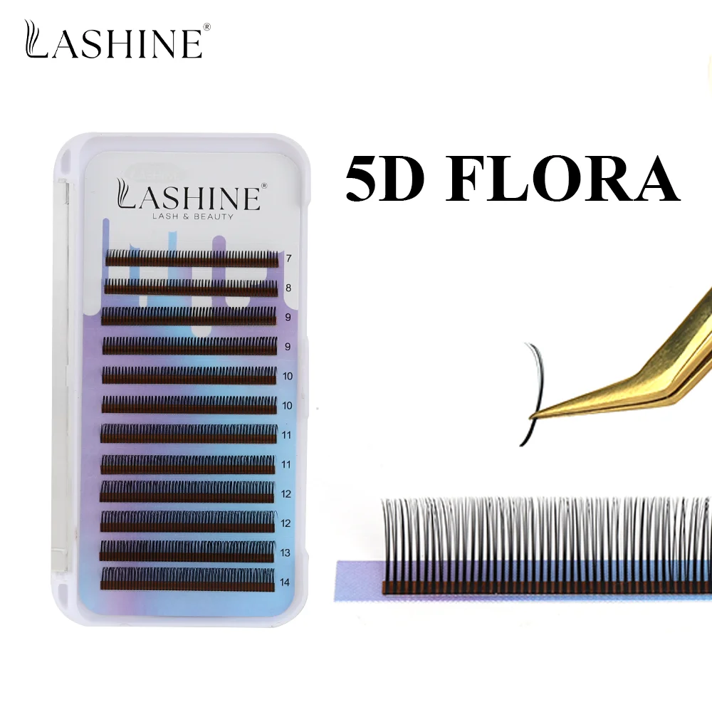 

LASHINE 5D Spikes Fairy Flora Lashes 12Rows 0.07mm D Curl MIX 7-14mm Cluster Eyelash Extensions Easy Fan Individual Grafting Las