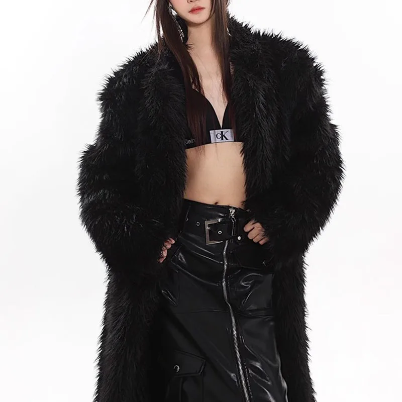 Casaco de pele de alta qualidade imitando pele de raposa elegante casaco engrossado 2025 novo temperamento inverno casaco de pele feminino h609