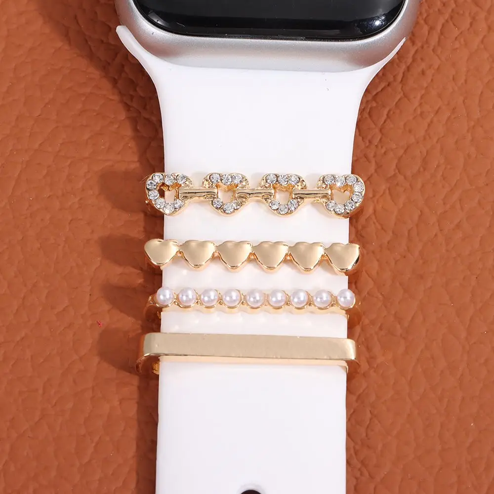 Accesorios de correa de pulsera de Metal para Apple Watch, dijes de correa de reloj, adorno de banda, anillo decorativo para correa de reloj inteligente