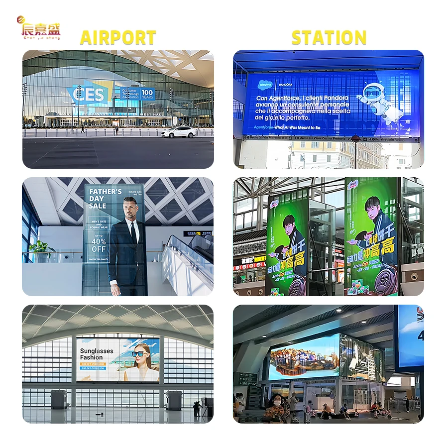 ZJZ رائجة البيع P3.91 كامل اللون ثلاثية الأبعاد شاشة LED شفافة IP65 عرض إعلاني داخلي وخارجي لمراكز التسوق المطارات Stat