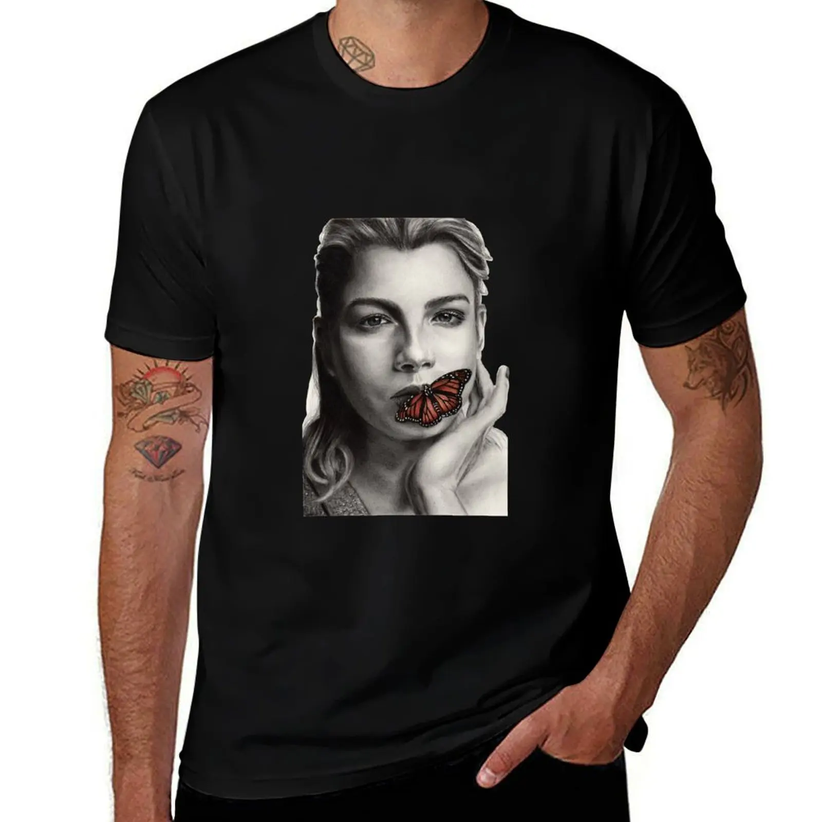 drawing of Emma T-Shirt Sweat Resistant Workout Tee Shirt T-Shirt