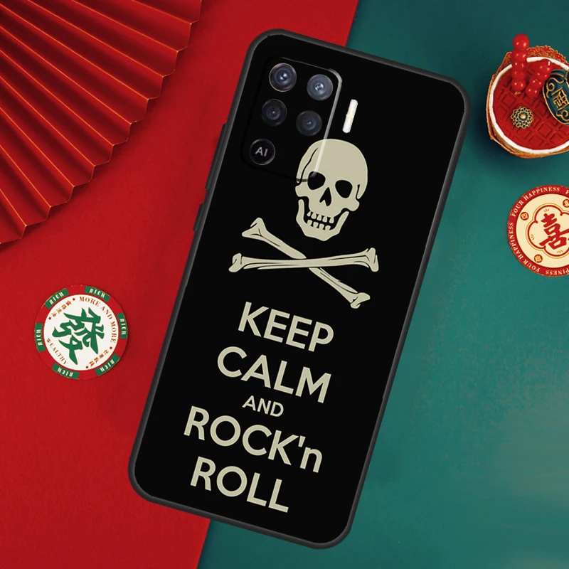 Rock Roll Skull For OPPO A57S A54S A53S A58 A78 A98 A16 A76 A96 A54 A74 A94 A5 A9 A52 A72 A15 A17 A77 Case