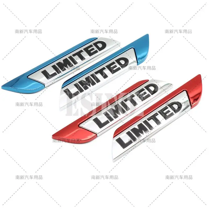 2 x Auto Styling Limited Logo Universele Body Spatbord Zijkant Metaal Chroom Zinklegering Mes Zijkant 3D Zelfklevende Emblemen Badges