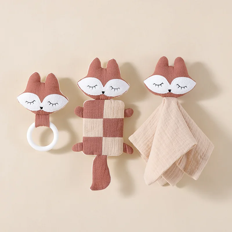 

2025 Japan-Korea Ins 3-Piece Baby Comfort Set - Cotton Hand Puppet Dolls for Newborn Sleep Aid