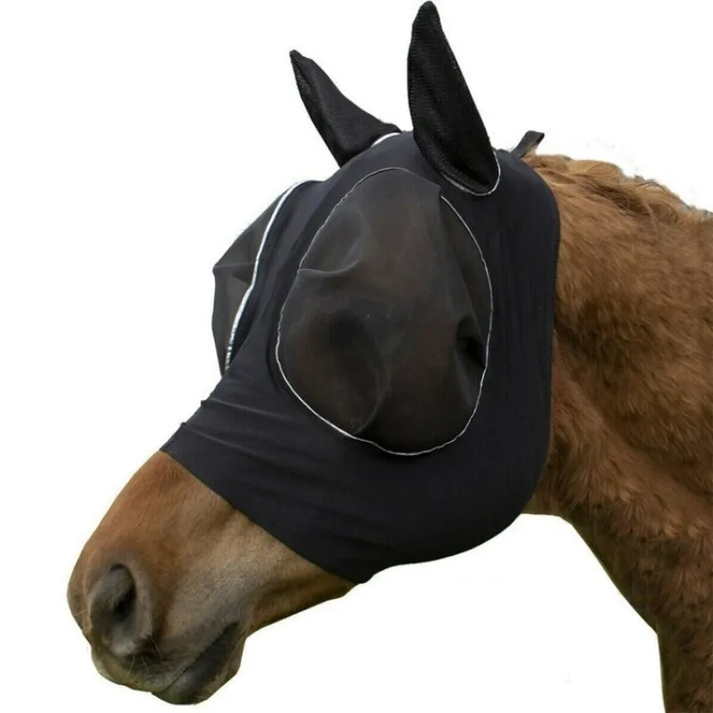 Horse Fly Mask Anti-UV Supplies Ergonomics Pet Summer Eye Shield Anti Mosquito Ear Half Face Mesh Fly Protective Cover