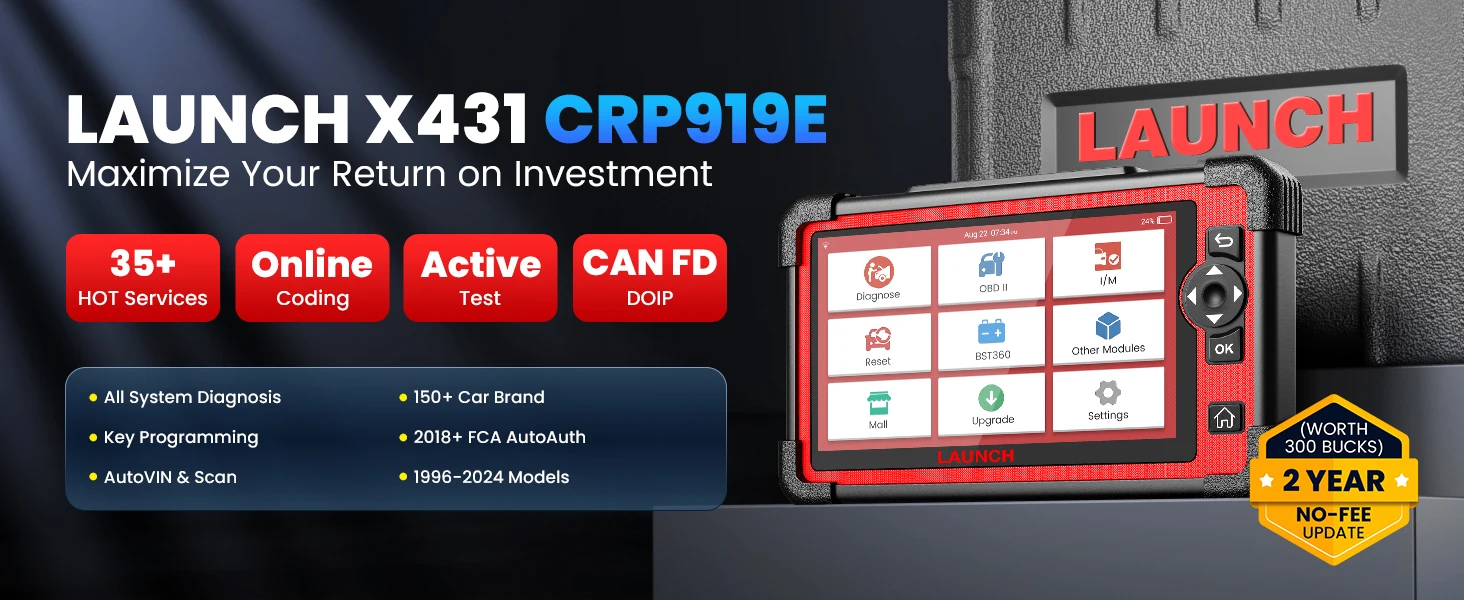 LAUNCH X431 CRP919E OBD2-Scanner, bidirektionales Scan-Tool 2026 wie CRP919EBT, CANFD/DoIP/FCA SGW, ECU-Code, 35+ Servicefunktionen – Detail 2