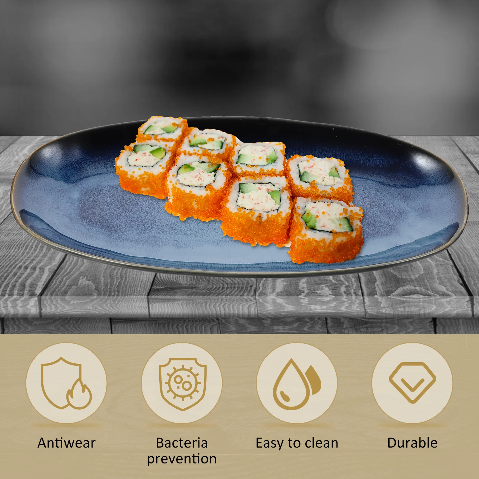 

Ceramic Sushi Plate Blue Large Sizes Stylish Food Tray Snack Plate for Home Restaurant Hotel Fish Fruit Fish Tray