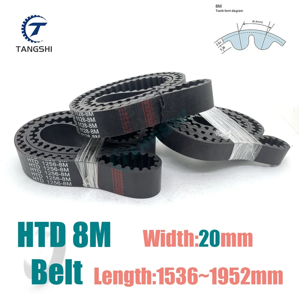 

HTD 8M Rubber Closed Loop Timing Belt Width 20mm Belt Length 1536 1560 1568 1600 1632 1640 1648 1680 1760 1800 1824 1840~1952mm