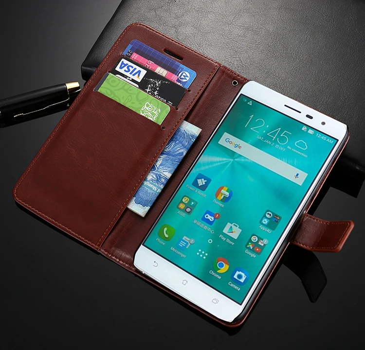 for Fundas Zenfone 3 leather phone case wallet flip cover card holder cover case for ASUS Zenfone 3 ZE520KL ZE552KL ZS570KL