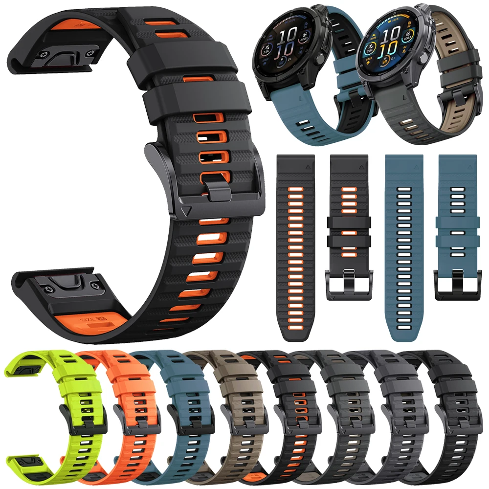 22mm 26mm Quickfit Strap Watchband for Garmin Epix Pro Gen2/Fenix 9 9Pro 8 E 7 7X 6 6X Pro 5 5X Enduro 3 Silicone Sport Bracelet