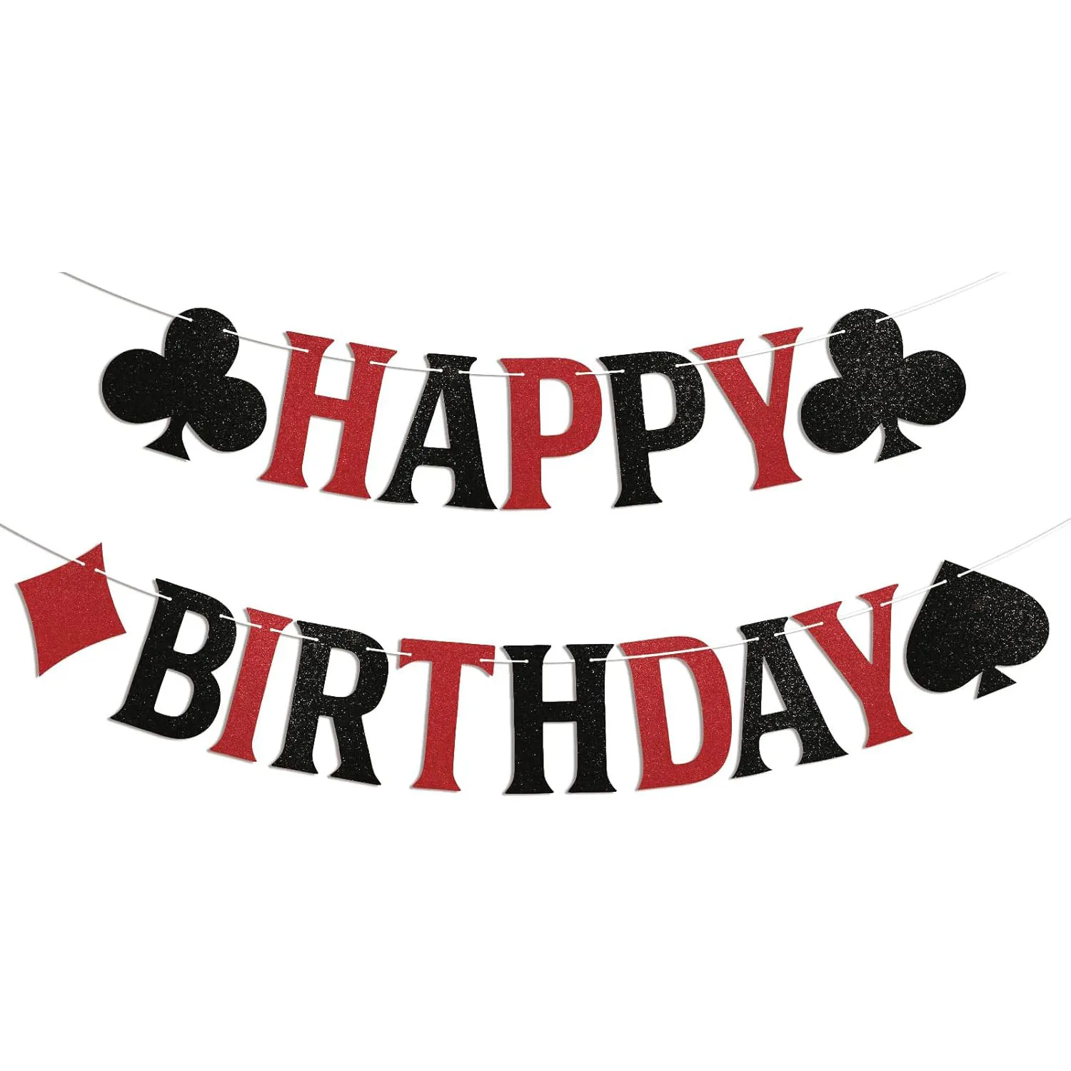 Casino Happy Birthday Banner - Casino Verjaardagsfeestje Decor, Casino Thema Blackjack Poker Nacht Casino Nacht Verjaardagsfeestje