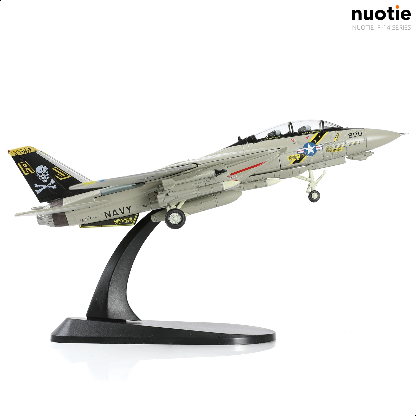 

NUOTIE 1/100 F-14 Tomcat US Navy VF-84 Jolly Rogers Pre-Built Military Model with Stand Collection Gift for Adults