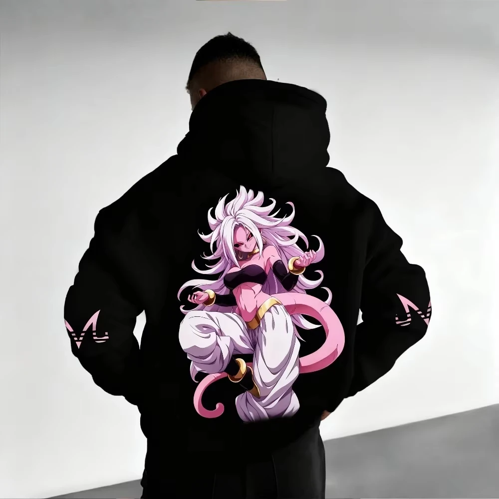 

Мужская толстовка с капюшоном DRAGON BALL Android 21, аниме-стиль, весна-осень-зима, базовая одежда с длинными рукавами для мужчин и женщин, уличный стиль