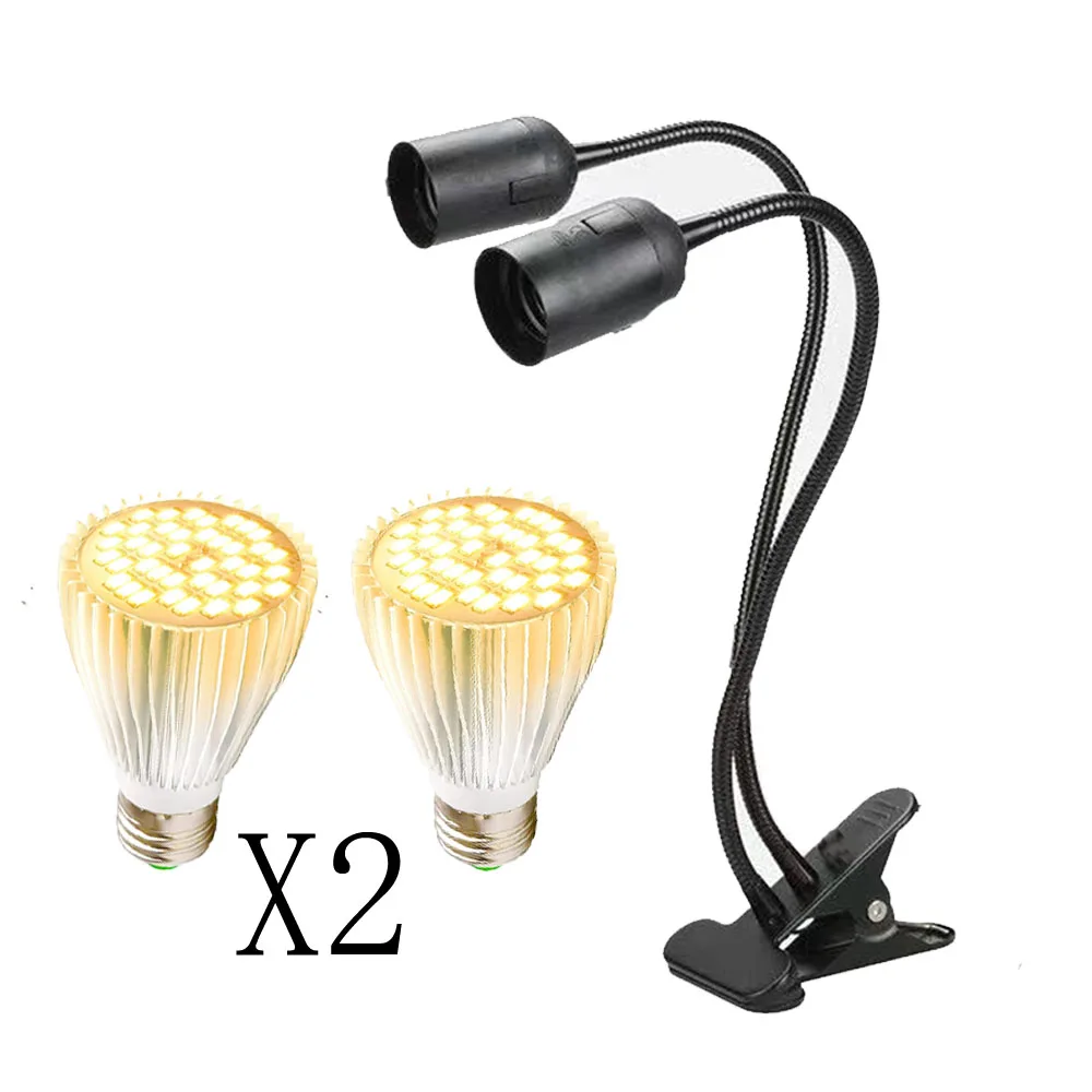

Двойная головка E27 Led Grow Light с гибким держателем лампы Зажим Полный спектр светодиодный светильник для выращивания растений Фитолампа для дома в помещении