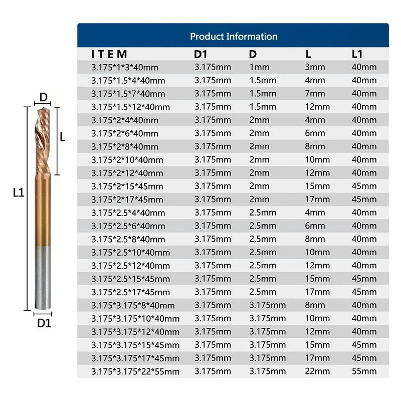 HAMPTON Unten Cut Router Bit 1/8 Schaft Hartmetall-schaftfräser TiCN Beschichtet 1 Flöte Fräser für Holzbearbeitung Werkzeug CNC cutter – Detail 1