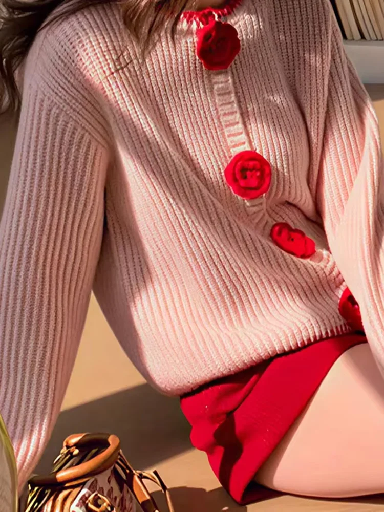 HH Women Autumn New Fashion Versatile Single-breasted Knitted Long Sleeve Cardigan Top Female Simple Sweet Lazy Wind Sweater