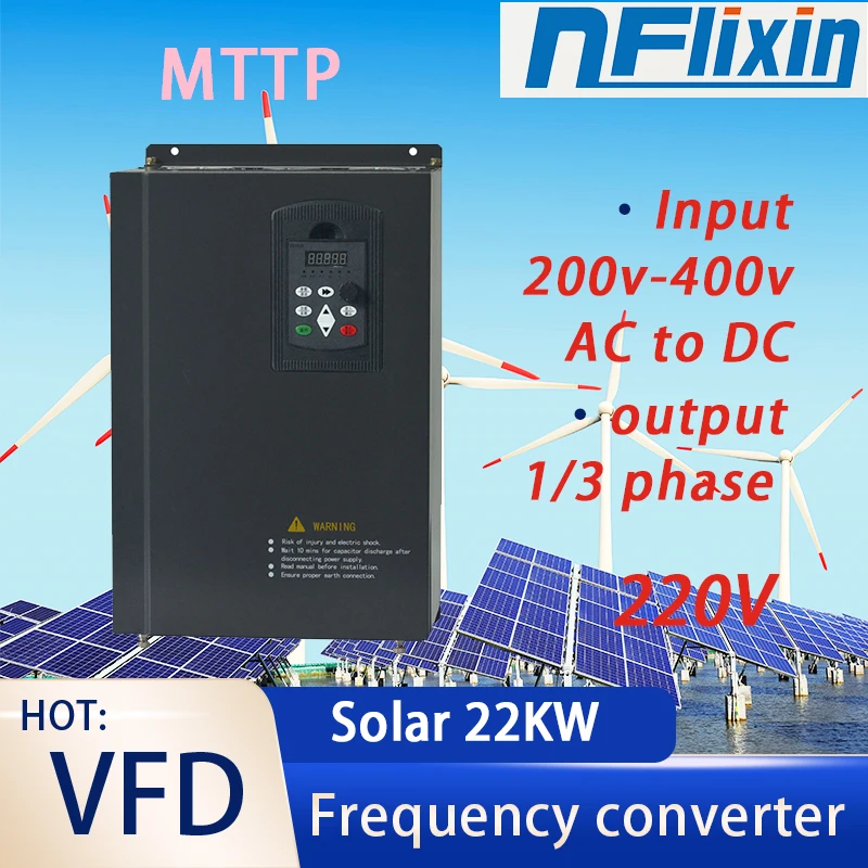 

220V 22KW VFD MPPT Multi-Functional Frequency Solar Inverter, DC-AC Drive for three phase water pump