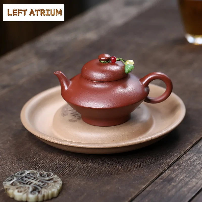 

140ml Yixing Purple Clay Teapots Master Handmade Albizzia Julibrissin Pot Raw Ore Downhill Mud Kettle With Strainer Zisha Teaset