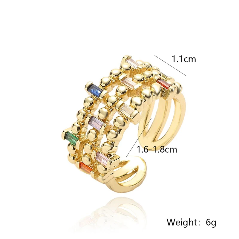 GANPUP Funkelnde Bunte Zirkon Geometrische Fingerringe für Frauen Mode Neuer Trend Verstellbarer Ring Schmuck Geschenk Party Kольцо – Detail 1