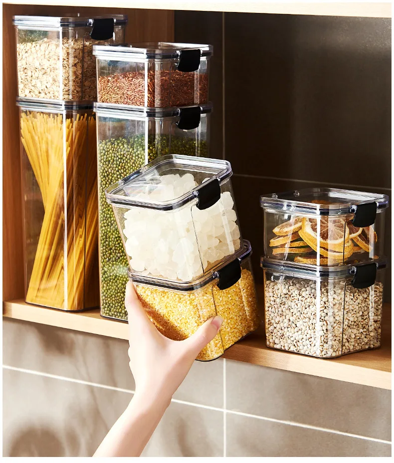 Sealed Jars Kitchen Grain Storage Organizer Large Tank Plastic Moisture-proof Storage Box Household Food Seasoning Jars