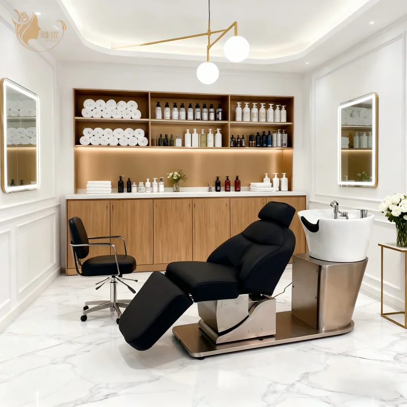 

Luxury Electric Shampoo Chair Eco-Friendly Salon Shampoo Bowl and Chair Head Spa Shampoo Bed Recliner Beauty Salon Furniture