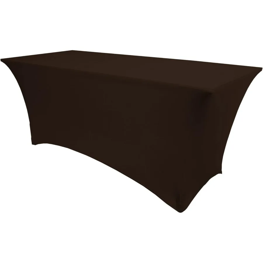 

5 ft. Fitted Spandex Table Cover - Fits 30 x 60-Inch Banquet and Folding Rectangular Tables - 42" H, Chocolate Brown
