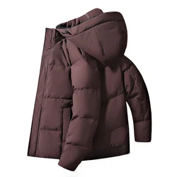 Chaquetas informales de invierno 2024 con capucha para hombre, chaquetas de pato blancas, sombrero, abrigos acolchados cálidos desmontables, Parkas, prendas de vestir, prenda gruesa y sólida