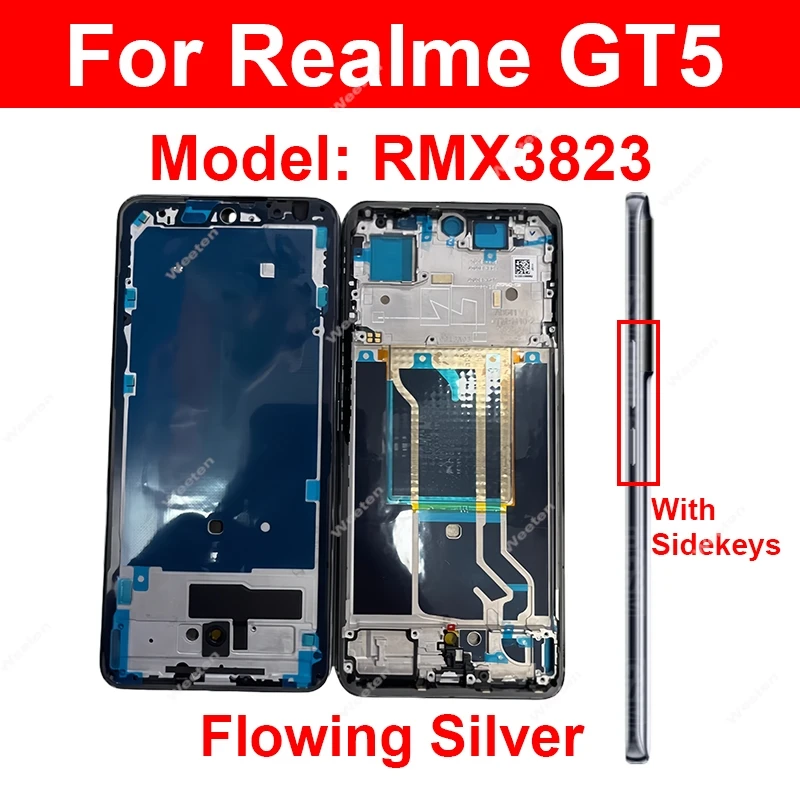 

Средний корпус для Realme GT5 GT5 Pro, средняя крышка ЖК-дисплея, задняя крышка, корпус батарейного отсека, запасные части