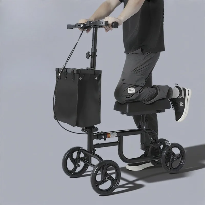 

High-carbon Steel 4 Wheels Folding Knee Scooter Walker Knee Support Single Leg Assistive Injury Rehabilitation Mobility Scooters