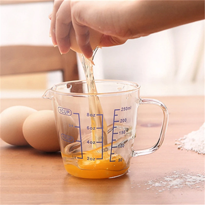 Arshen 250/500ML Heat Resistant Measuring Glass Calibration Cups Baking Milk Seasoning Cup Calibration Heated Microwave Oven