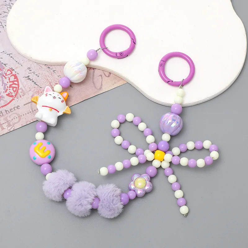 Cartoon Rice Ball Bow Bracelet Plush Hanging Chain