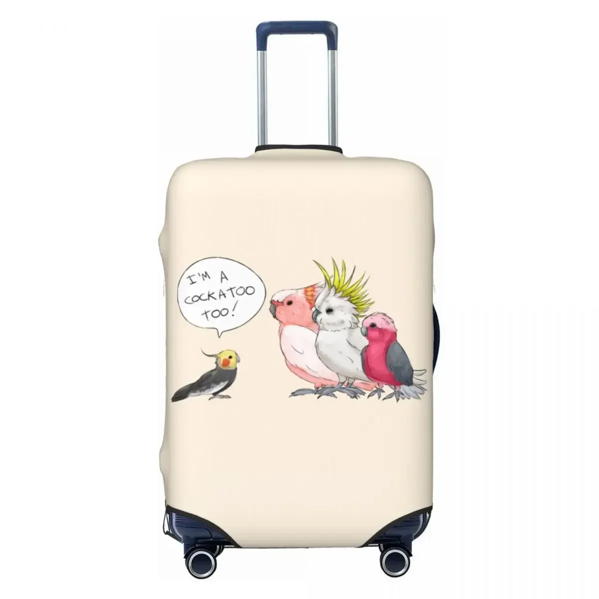 

Custom Funny Cockatoo Cockatiel Luggage Cover Elastic Parrot Birds Travel Suitcase Protective Covers Suit For 18-32 inch