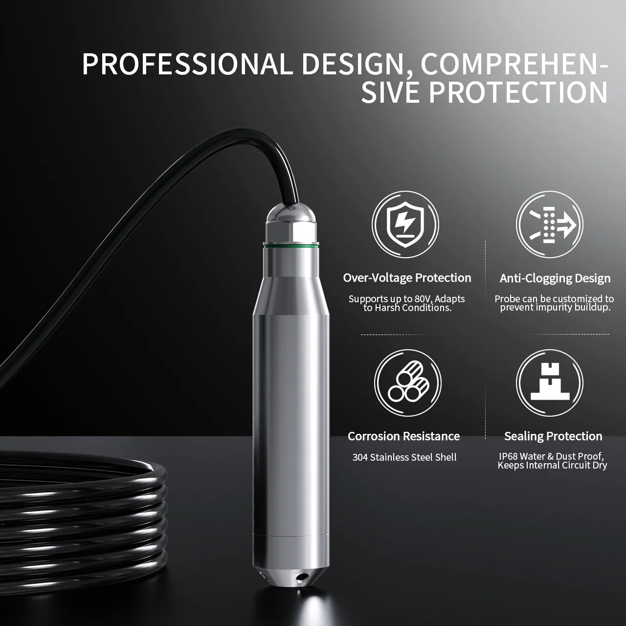 

Water Level Sensor 0-10V 4-20mA 0-5m Water Level Transmitter 0-5m Liquid Level Sensor Transmitter 4-20mA Water Level Sensor