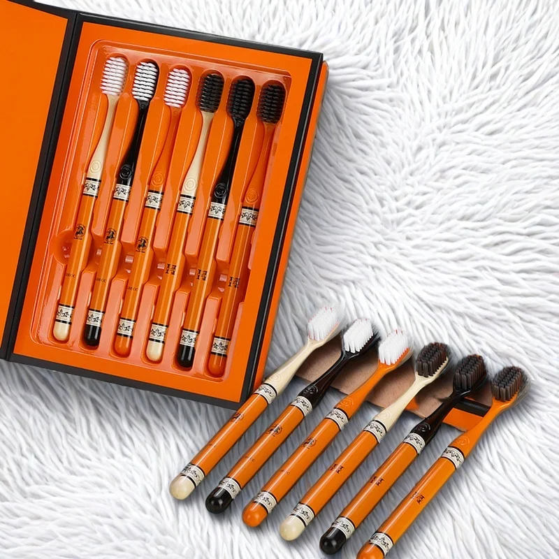 6/Set Fashionable Luxury High-End Oral Care Soft Bristle Cleaning Home Use Toothbrush Kit Suitable for Family