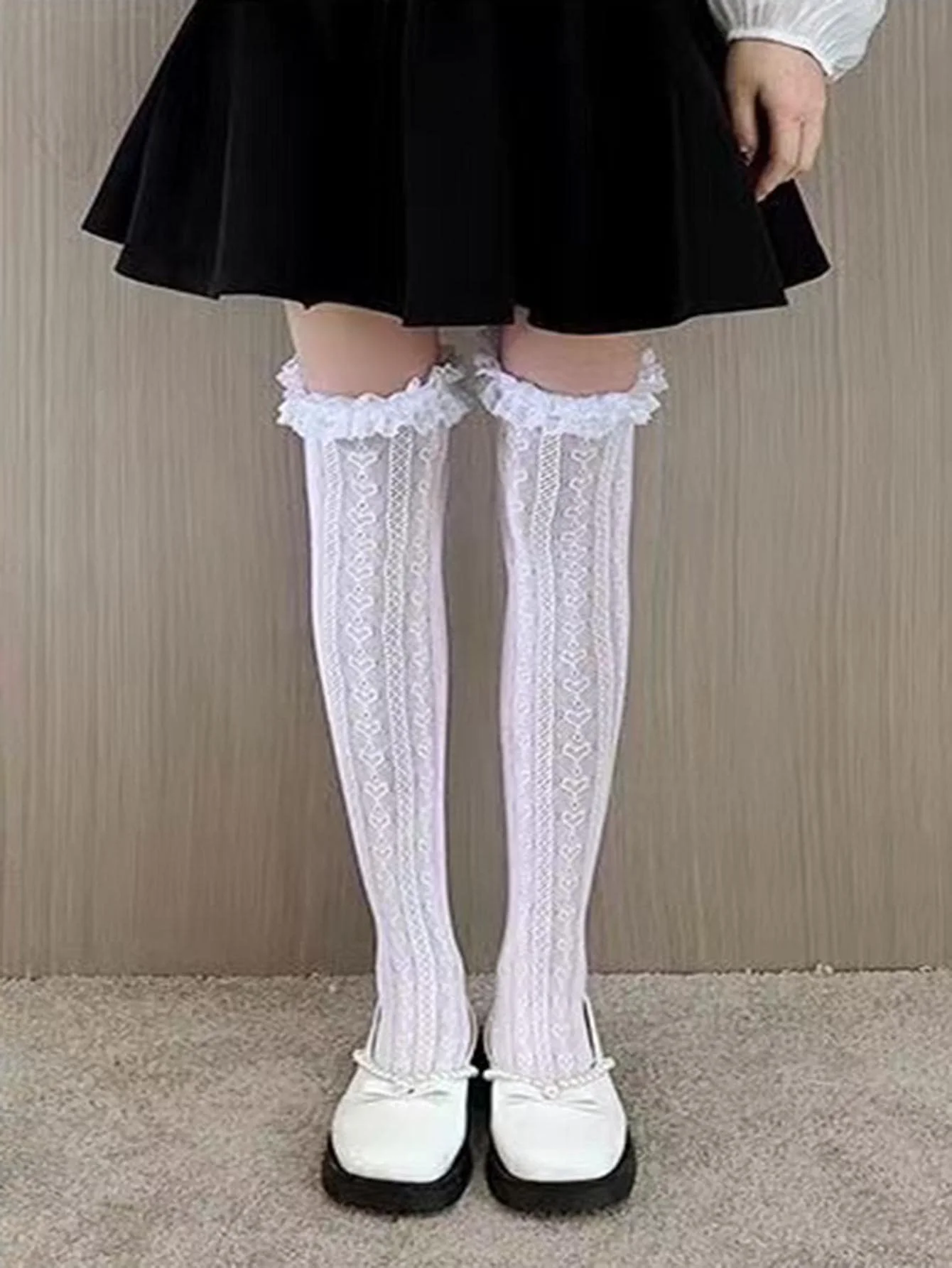 1 paio di nuove calze Lolita calze di pizzo Lolita alte al ginocchio JK ragazze calze autoreggenti Cosplay al ginocchio Netherstock