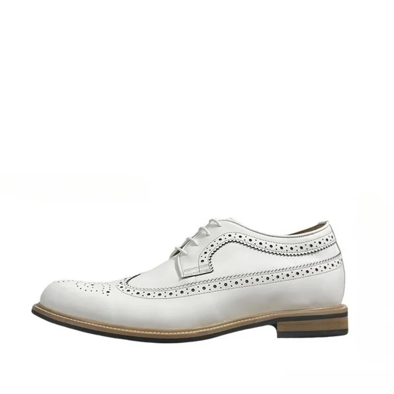 

Модные белые кожаные туфли в британском стиле, мужские свадебные туфли для жениха из натуральной коровьей кожи, деловые модельные туфли-броги, мужские молодежные туфли