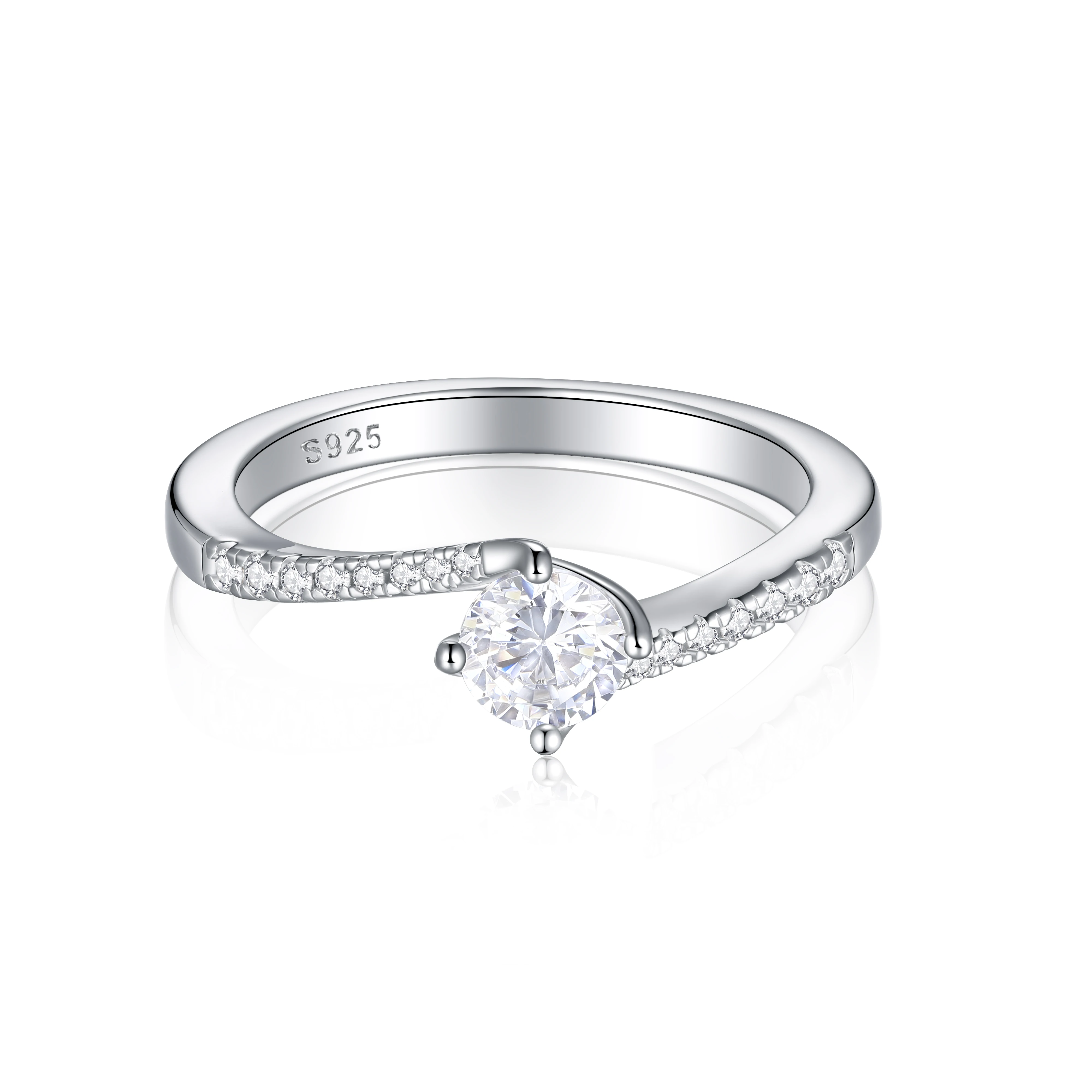 

Sunstar 925 Sterling Silver Fine Rings Brilliant Cut Cubic Zircon Simple Elegant Wedding and Party Jewelry