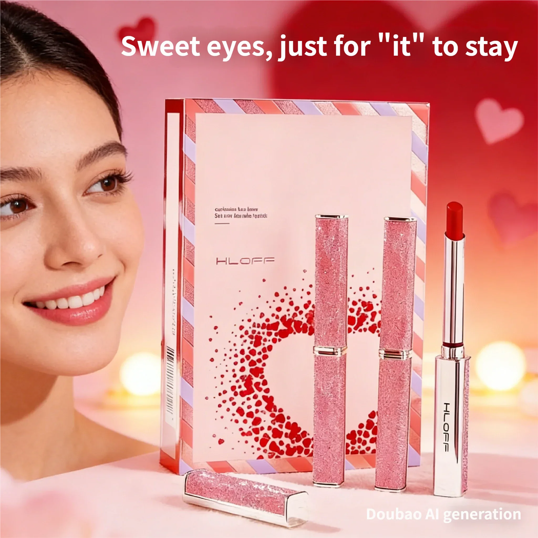 Conjunto de batom de tubo fino e neblina suave para confissão de dia dos namorados, presente romântico para seu kit de maquiagem labial perfeito