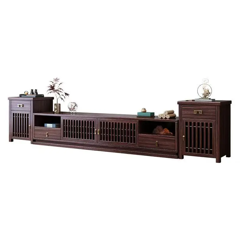 

#Luxury Chinese Solid Wood TV Cabinet Light-Embellished Video Wall Storage Drawer Modern for Bedroom Living Room for Small