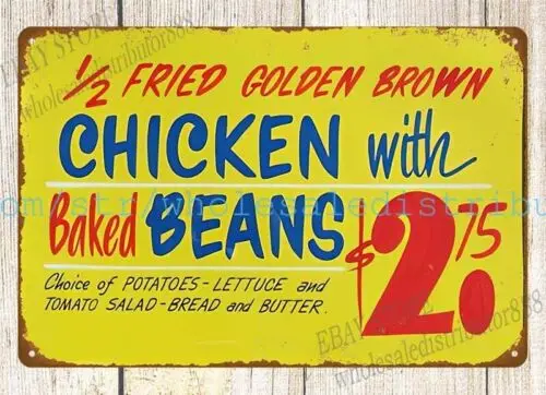 Fried Chicken Cafe Food Restaurant Kitchen Diner Menu metal tin sign  wall art