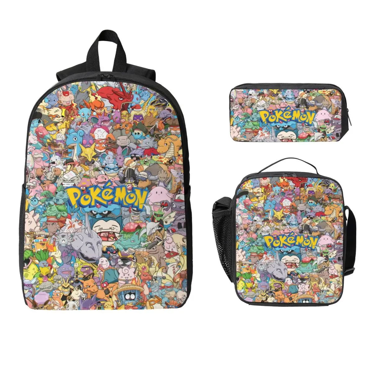 

3Pcs Pokemoned Prints School bags Set for Boy Girl Pencil Boxes Backpack Sets with Lunch Box For School Students Knapsack