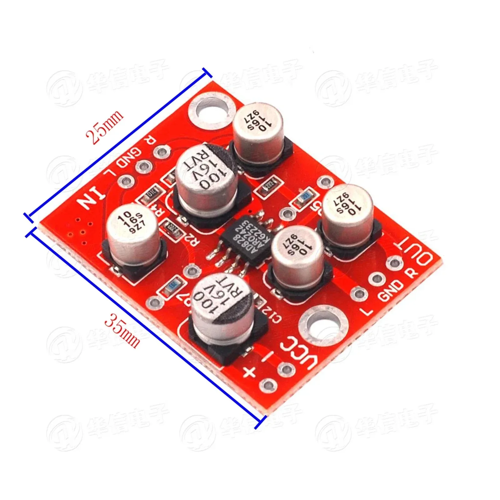 DC 5V-15V AD828 ステレオプリアンプパワーアンプボードプリアンプモジュール