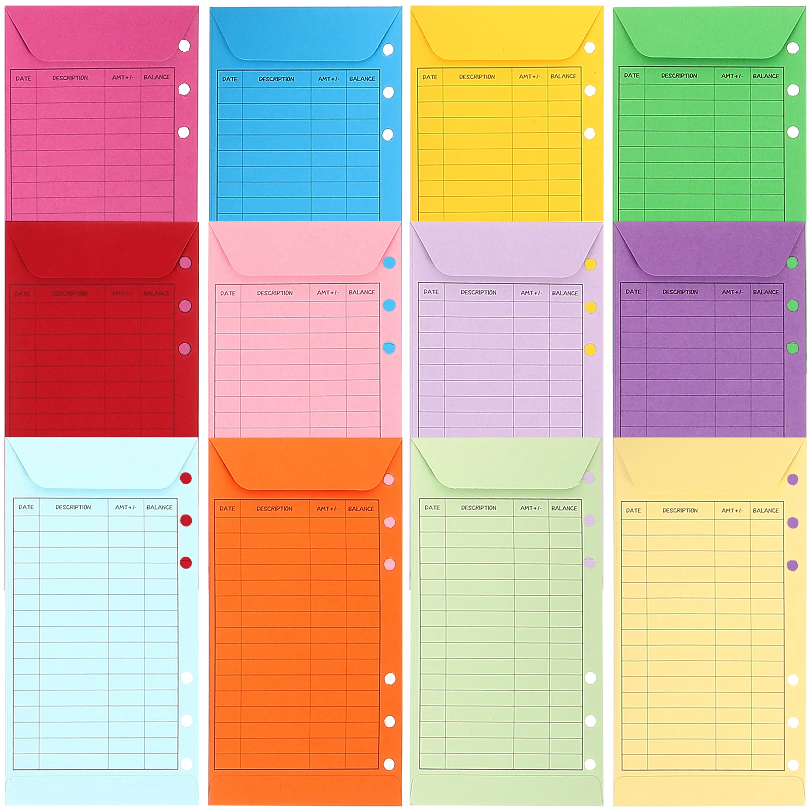 

12 Pcs with Hole Colorful Envelope Set Colored Envelopes Lunch Paper Reusable for Cash